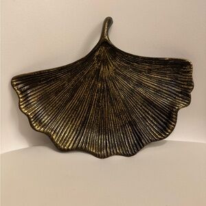 Bronze Metal Gingko Leaf Trinket Dish